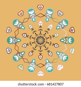 Snowflake colorful pattern. Snowflakes pattern. Flat design with abstract snowflakes isolated on background. Vector illustration.