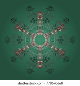 Snowflake colorful pattern. Snowflakes pattern. Flat design with abstract snowflakes isolated on colors background. Vector illustration. Vector snowflakes background.