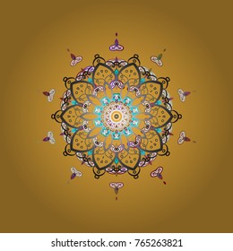 Snowflake colorful pattern. Snowflakes pattern. Vector snowflakes background. Flat design with abstract snowflakes isolated on colors background. Vector illustration.