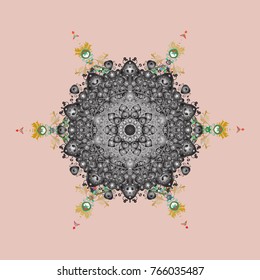 Snowflake colorful pattern. Snowflakes pattern. Vector illustration. Flat design with abstract snowflakes isolated on colors background. Vector snowflakes background.