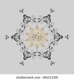Snowflake colorful pattern. Vector illustration. Vector snowflakes background. Flat design with abstract snowflakes isolated on colors background.
