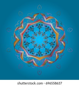 Snowflake colorful pattern. Vector illustration. Vector snowflakes background. Snowflakes pattern. Flat design with abstract snowflakes isolated on colors background.