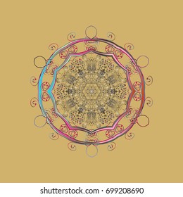 Snowflake colorful pattern. Vector illustration. Flat design with abstract snowflakes isolated on colors background. Vector snowflakes background. Snowflakes pattern.