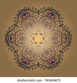 Snowflake colorful pattern. Vector illustration. Snowflakes pattern. Flat design with abstract snowflakes isolated on colors background. Vector snowflakes background.