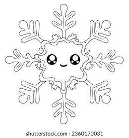 Snowflake coloring book on a white background. Outline vector illustration
