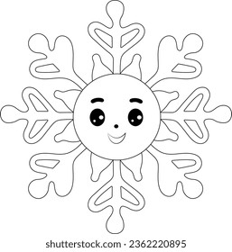 Schneeflocken-Farbbuch auf weißem Hintergrund. Umfassende Vektorgrafik