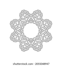 Snowflake coloring on a white background. Vector. 
