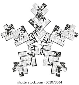 Snowflake for coloring with ornaments