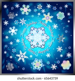 snowflake composition for winter holidays: scientifically correct crystals. EPS-10