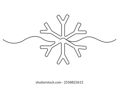 
Snowflake Continuous one Line drawing of winter  editable stroke. Doodle vector illustration

