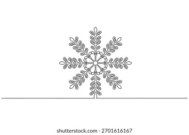 Snowflake continuous one line drawing minimalist style outline illustration