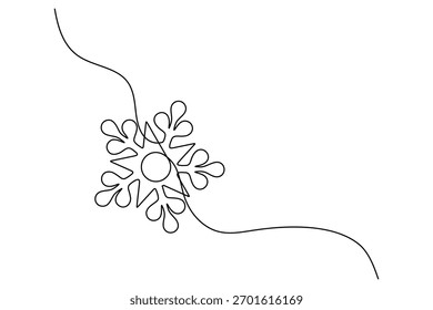 Snowflake continuous one line drawing minimalist style outline illustration