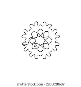 Snowflake continuous one line illustration, minimalist snow flake line art, single outline drawing, snow flake element, snow symbol