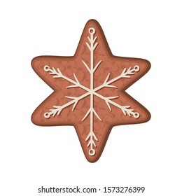 Snowflake cookie design, Merry christmas season decoration card invitation celebration and holiday theme Vector illustration