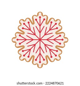 Snowflake cookies with white icing isolated on white background