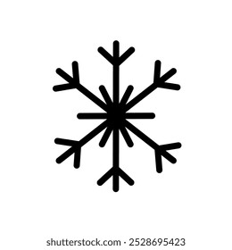 Icono de cristal de copo de nieve, ilustración de estilo dibujado a mano de Frozen Snow Crystal Line Art, Símbolo de icono de copo de nieve o signo de Navidades que llegan