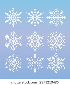 
Snowflake crystal line illustration set