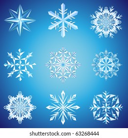 Snowflake crystals vector illustration.