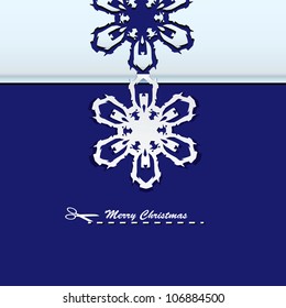 Snowflake cut out of paper. Merry Christmas. Vector illustration.