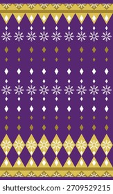 Snowflake Decorated Abstract geometric Vector on violet background Pattern Seamless