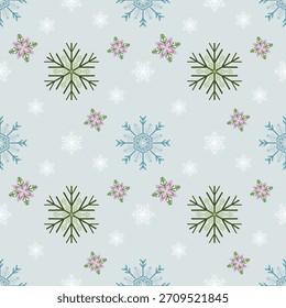 Copo de nieve decorado Abstractas sobre fondo azul Patrón de Vector