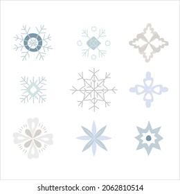 Snowflake decoration in doodle style. Simple decor for a festive Christmas and New Years. Vector illustration isolated on white background.
