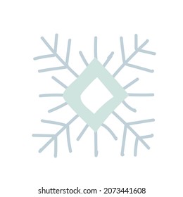 Snowflake decoration in doodle style. Simple decor for a festive Christmas and New Years. Vector illustration isolated on white background.
