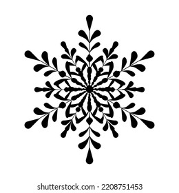 copo de nieve, arte decorativo, elemento de diseño único, símbolo negro de invierno, decoración vectorial