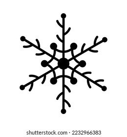 Elementos decorativos de copo de nieve. El copo de nieve dibujado a mano aislado en el fondo blanco. Vector lindo elemento para la navidad, decoración de año nuevo