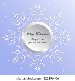Snowflake decorative element is used as a greeting card in the winter celebration.