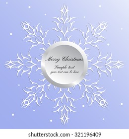 Snowflake decorative element is used as a greeting card in the winter celebration.