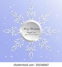Snowflake decorative element is used as a greeting card in the winter celebration.