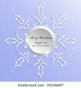 Snowflake decorative element is used as a greeting card in the winter celebration.