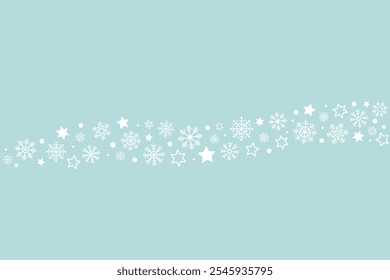 Snowflake design template. Snow fall swirl. Snowy wave sign isolated vector. Snowflake winter decoration symbol mockup.