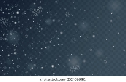 Snowflake design. Winter. Snowfall. White and blue. Scattered snowflakes. December theme. Snowy landscape. Hurricane. Christmas cards