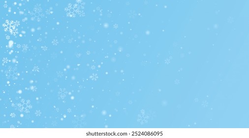 Snowflake design. Winter. Snowfall. White and blue. Scattered snowflakes. December theme. Snowy landscape. Hurricane. Christmas cards