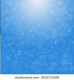 Snowflake design. Winter. Snowfall. White and blue. Scattered snowflakes. December theme. Snowy landscape. Hurricane. Christmas cards