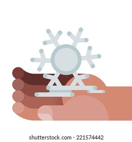 snowflake is dissolving on the hand  by Christmas concept vector