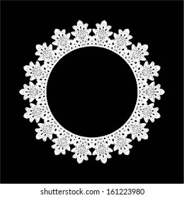 Snowflake doily / lace round frame, hand made wedding decor, design element, vector illustration