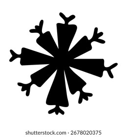 Doodle de copo de nieve. Icono de invierno festivo. Navidades Ilustración vectorial sobre fondo blanco