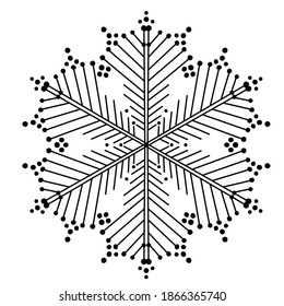 Snowflake doodle graphic hand drawn set. Black on white. Collection of snowflakes for Christmas winter design. Snowflakes icons. Snowflake vector icon. Christmas design. Vector illustration.