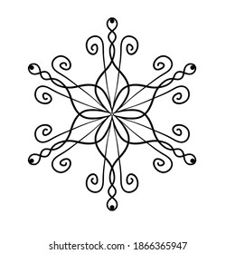 Dibujo a mano de garrafa de garrapatas de nieve. Negro sobre blanco. Colección de copos de nieve para el diseño navideño de invierno. Iconos de copos de nieve. Icono vector copo de nieve. Diseño navideño. Ilustración vectorial.