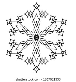 Dibujo a mano de garrafa de garrapatas de nieve. Negro sobre blanco. Colección de copos de nieve para el diseño navideño de invierno. Iconos de copos de nieve. Icono vector copo de nieve. Diseño navideño. Ilustración vectorial.
