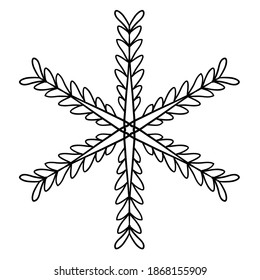 Dibujo a mano de garrafa de garrapatas de nieve. Negro sobre blanco. Colección de copos de nieve para el diseño navideño de invierno. Iconos de copos de nieve. Icono vector copo de nieve. Diseño navideño. Ilustración vectorial.