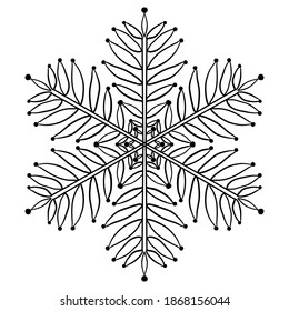 Snowflake doodle graphic hand drawn set. Black on white. Collection of snowflakes for Christmas winter design. Snowflakes icons. Snowflake vector icon. Christmas design. Vector illustration.