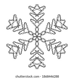 Dibujo a mano de garrafa de garrapatas de nieve. Negro sobre blanco. Colección de copos de nieve para el diseño navideño de invierno. Iconos de copos de nieve. Icono vector copo de nieve. Diseño navideño. Ilustración vectorial.