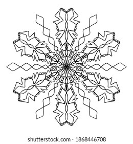 Dibujo a mano de garrafa de garrapatas de nieve. Negro sobre blanco. Colección de copos de nieve para el diseño navideño de invierno. Iconos de copos de nieve. Icono vector copo de nieve. Diseño navideño. Ilustración vectorial.