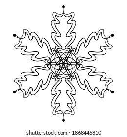 Dibujo a mano de garrafa de garrapatas de nieve. Negro sobre blanco. Colección de copos de nieve para el diseño navideño de invierno. Iconos de copos de nieve. Icono vector copo de nieve. Diseño navideño. Ilustración vectorial.
