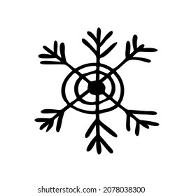 Dibujo a mano de garrafa de garrapatas de nieve. Negro sobre blanco.