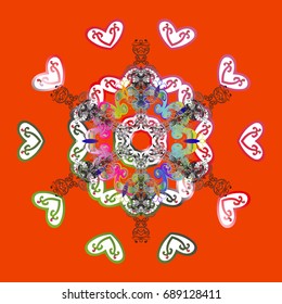 Snowflake doodle graphic hand-drawn. Colorful snowflakes for christmas winter design. Vector illustration.